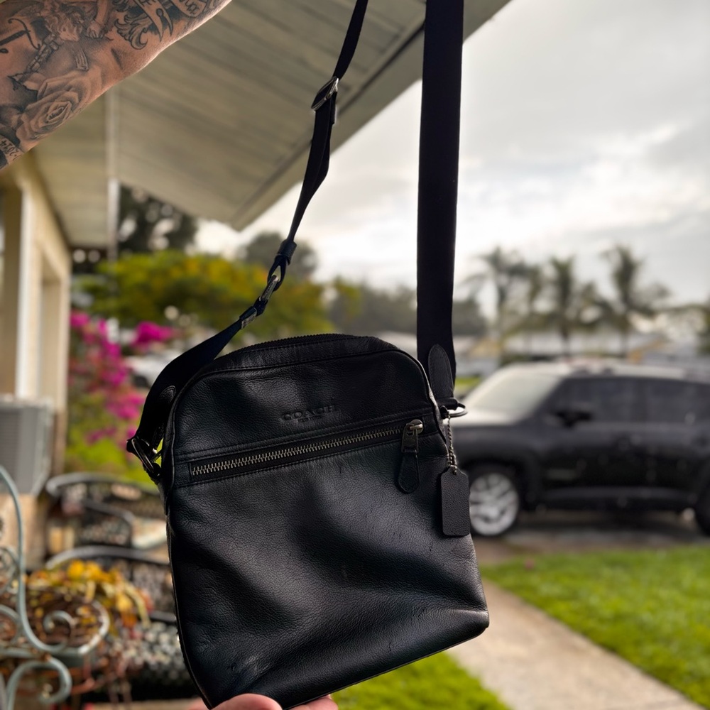 Coach Black Leather Messenger Bag